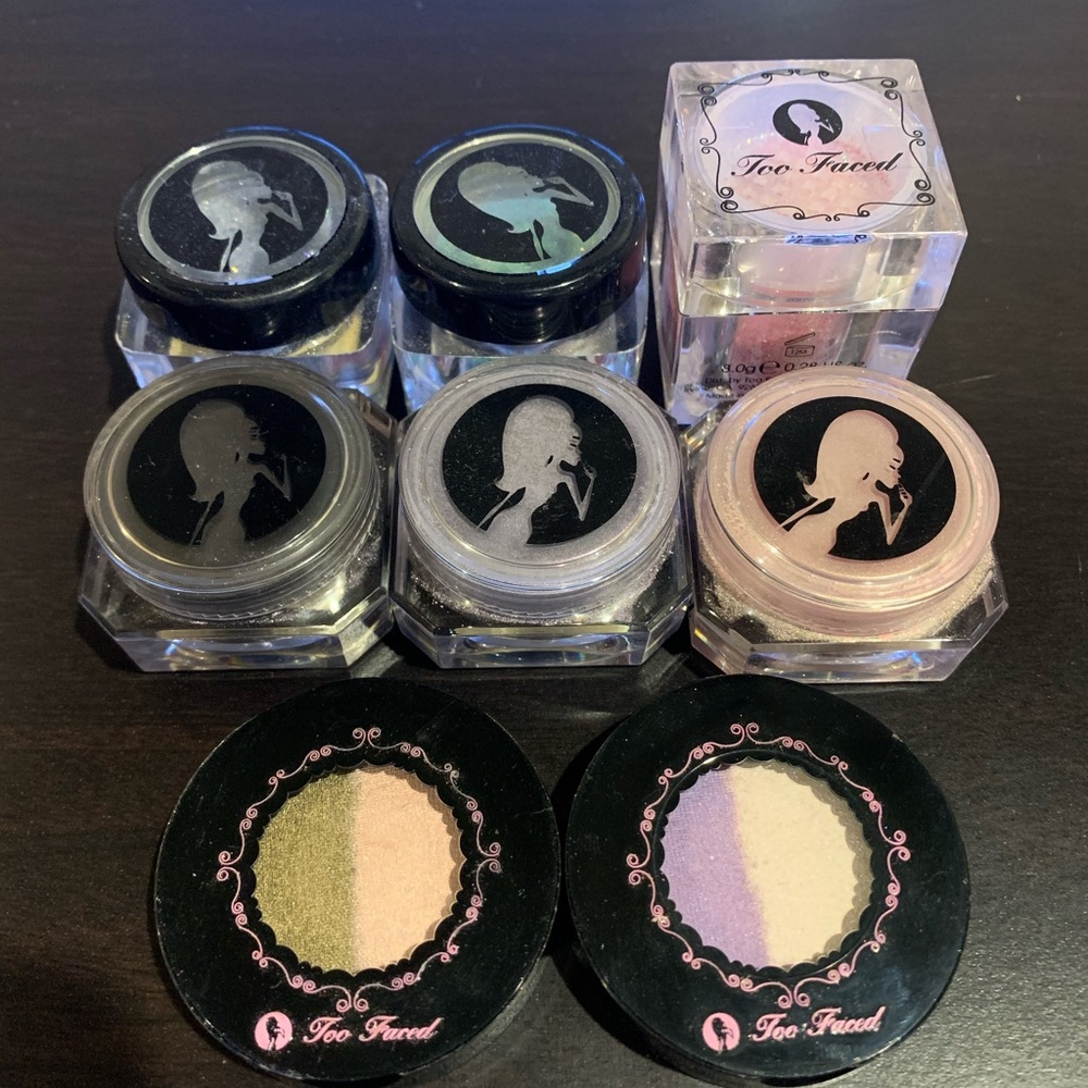 Vintage Too Faced eyeshadows and body glitter